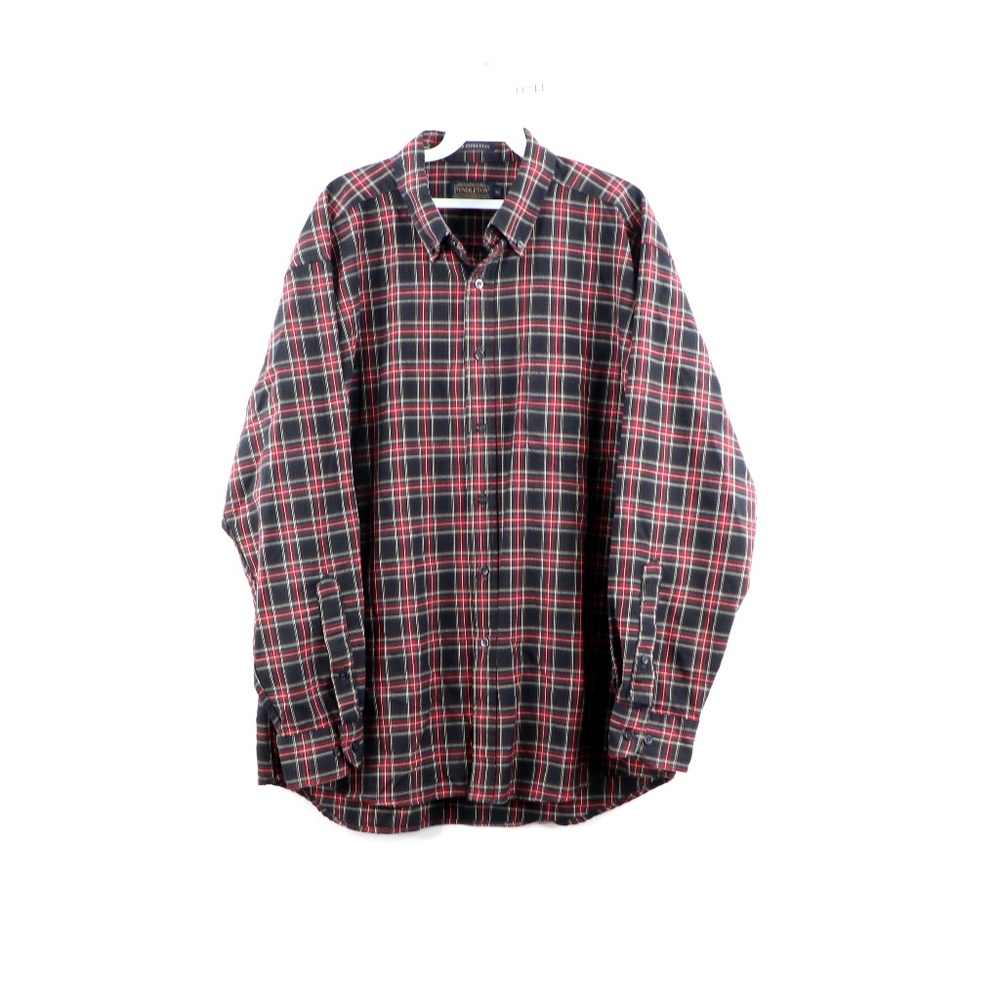 Vtg Pendleton Stewart Black Tartan Plaid Shirt